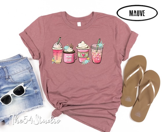 Mom fuel Coffee Shirt, Flowers Mother's day gift, 4x Mom Life Shirt, Iced latte coffee lover Gift, Gift for Mom, Mothers day coffee shirt