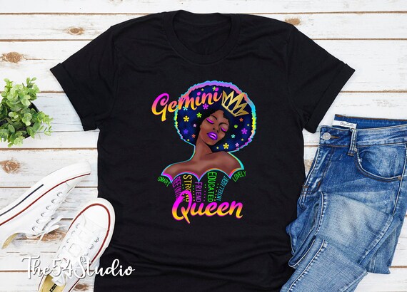 Retro Gemini Queen, Smart Refinided Strong Friend Educated Intelligent Lovely Gemini Birthday Queen Shirt Black Woman Melanin Queen Birthday
