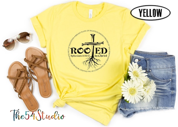 Rooted In Christ Shirt for Women Men Kids Faith Tshirt Armor Of God Jesus Lover Shirt Religious Shirt Bible Verse T-shirt Full  Armor of God