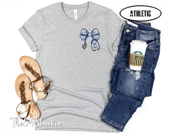 Custom Bow T-Shirt for RN Nurse, Gift for Nurse, Nurse Coquette Sweater, Nurse Bow Ribbon Stethoscope, Personalized Shirt for RN, CNA
