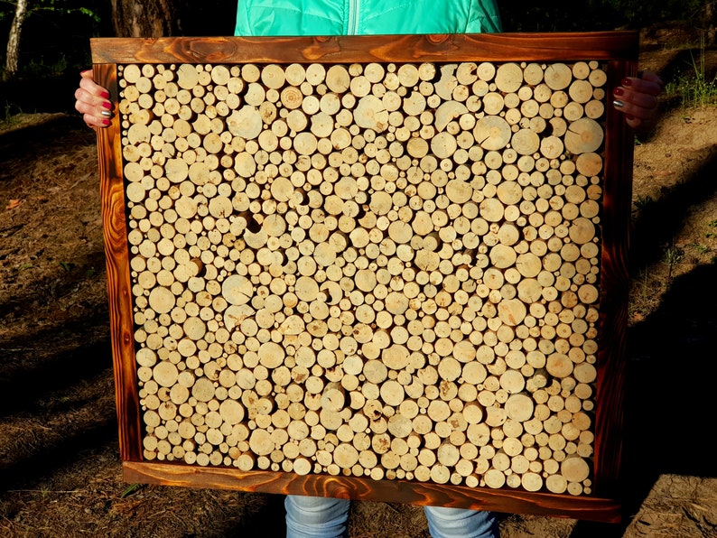 Wood slice art Large wall art rustic decor Rustic wood Etsy