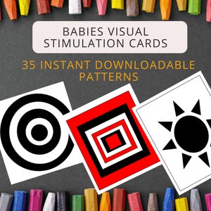 Cartes de stimulation visuelle pour bébé|Cartes sensorielles visuelles Montessori pour bébés| Cartes visuelles aux couleurs vives pour bébés | Cartes sensorielles visuelles pour bébés