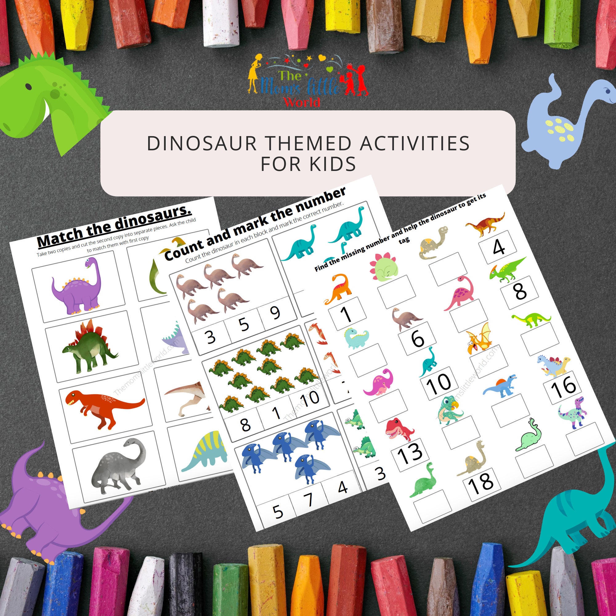 dinosaur theme printable for toddlers and preschoolers etsy