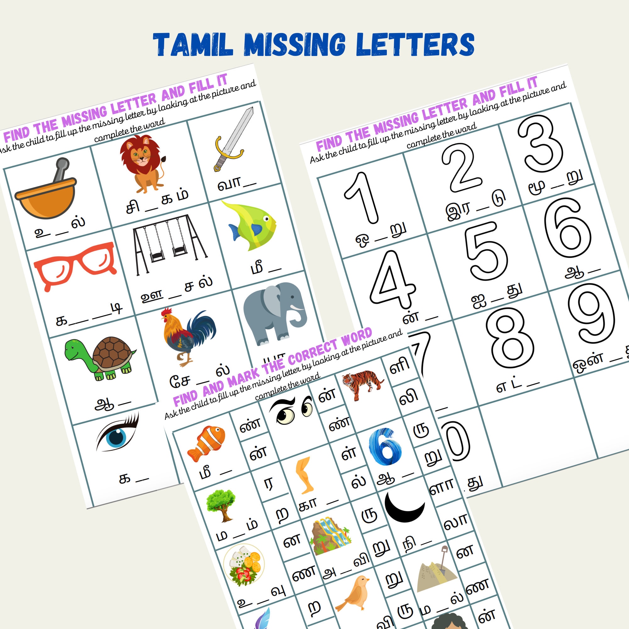 tamil printable bundletamil letters identificationtamil etsy india