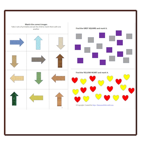 visual discrimination printable printable worksheets for etsy canada