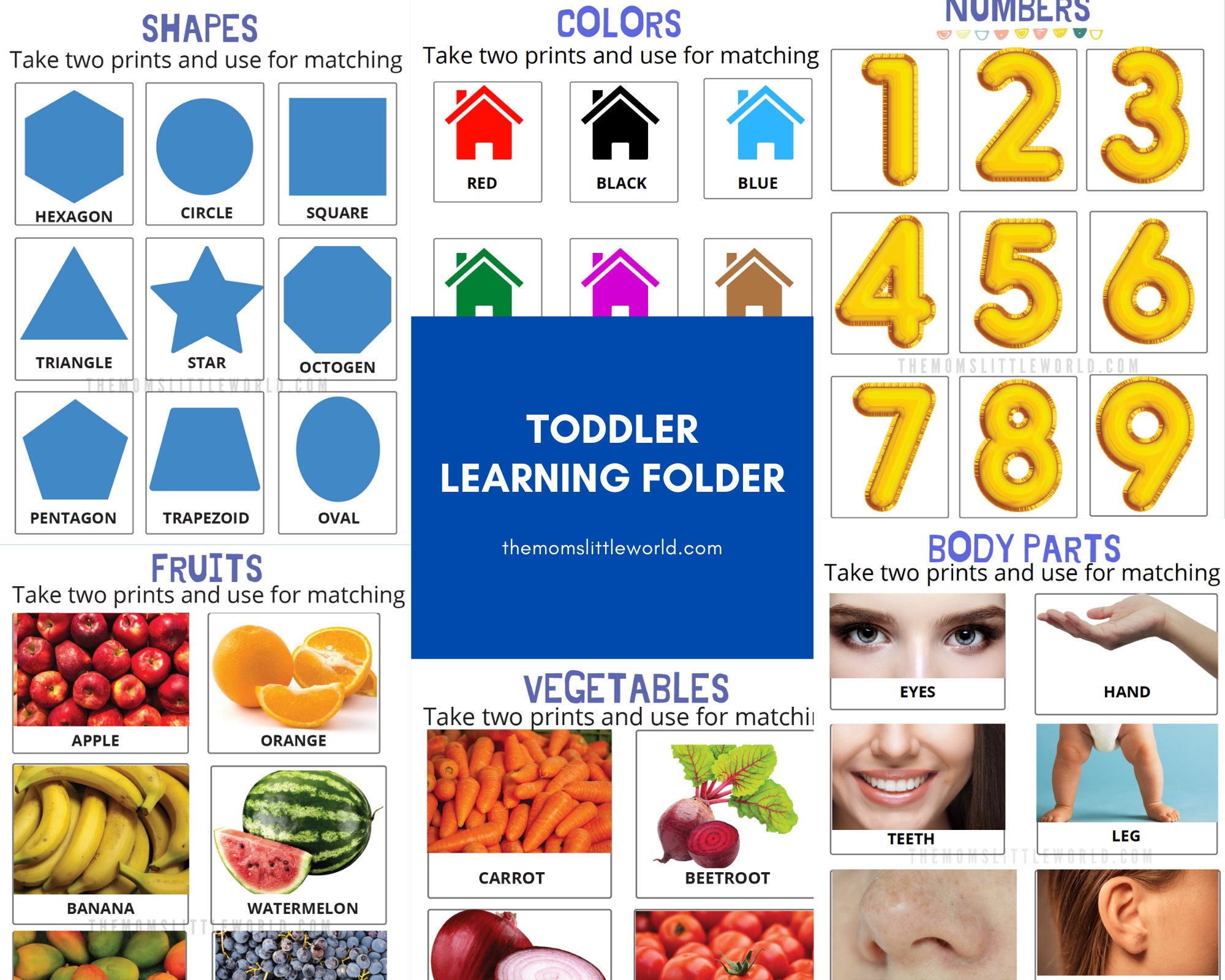 Toddler Learning Binder–alphabet, Numbers, Shadow Matching (printable