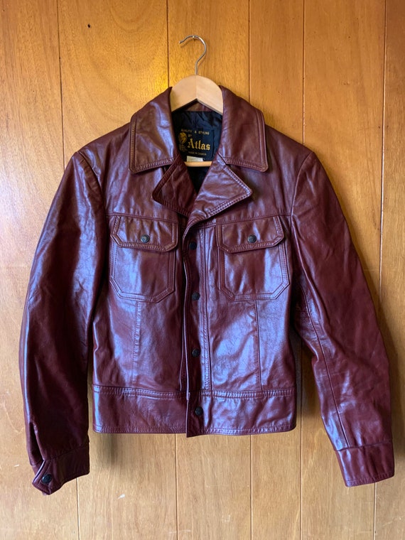 Vintage 1970's burgundy leather jacket
