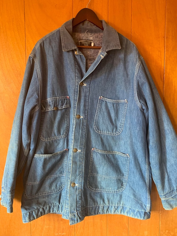 Vintage 60s Sears Denim Chore Coat / Jacket Blanke