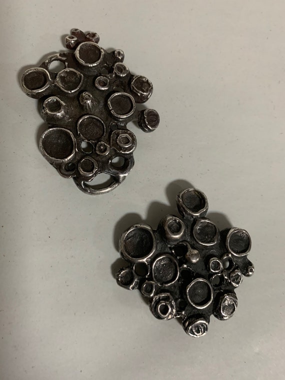 Brutalist modernist sterling pins