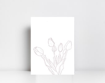 Minimal Dutch Tulip Poster, Printable Poster, Printable Wall art, Botanical Poster, Printable Wall Art