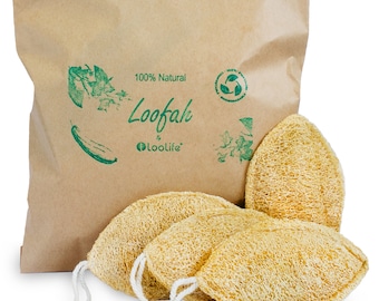 100% Natural Loofah Exfoliating Pad (4 Pack) - Loofah Body Scrubber - Loofah Sponge - Organic Biodegradable Loofah - Exfoliating Body Sponge