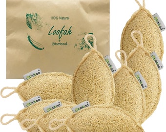 100% Natural Loofah Exfoliating Pad (8 Pack = 2x4 Pack) - Organic Loofah for Body - Biodegradable Shower Luffa - Natural Bath Sponges Loufa