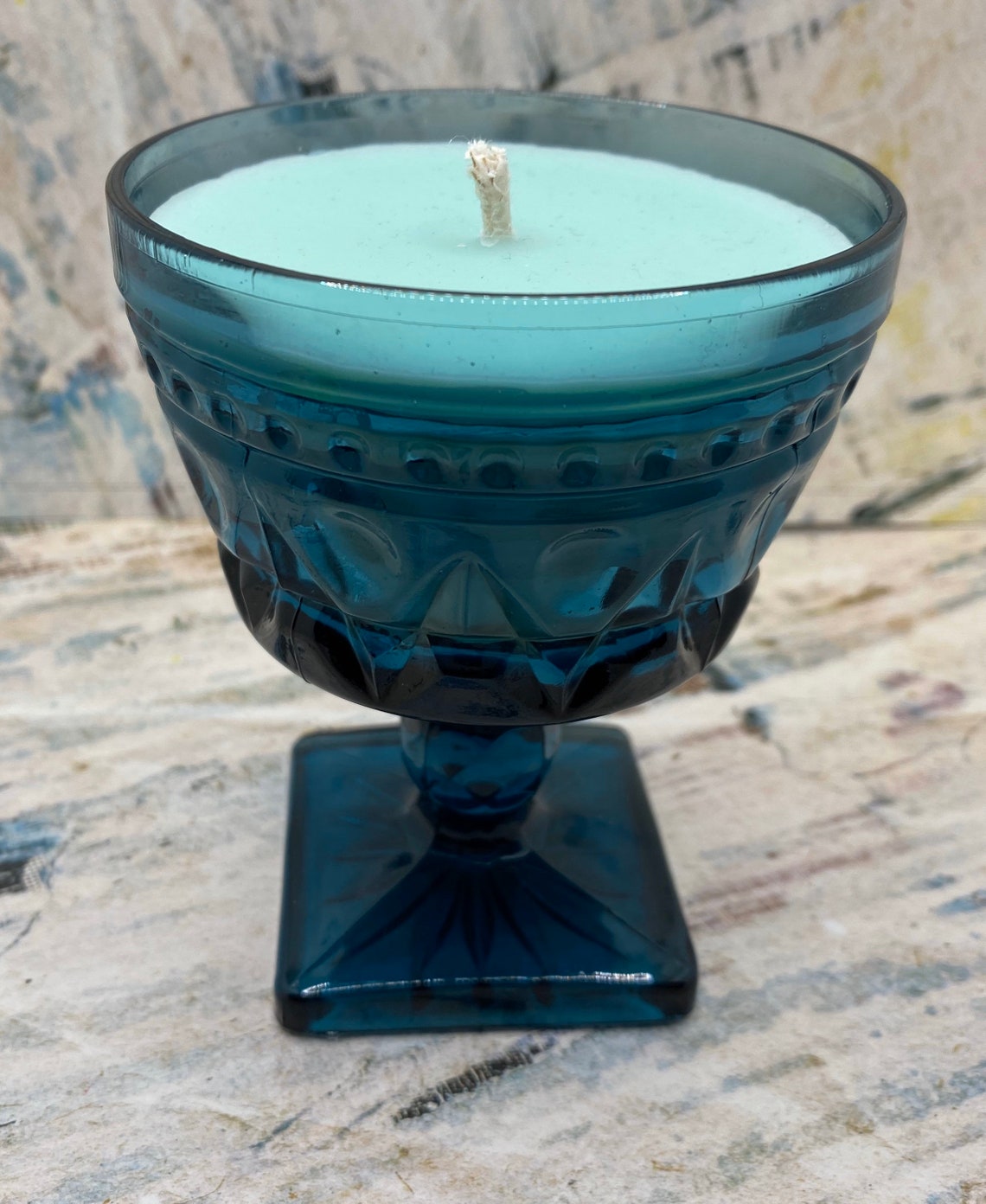 Blue vintage glass candles Etsy