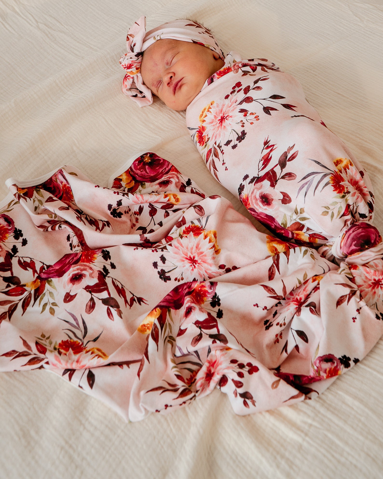 Baby Swaddle Stretch Blanket Set with Matching Top Knot Baby Etsy