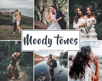 10 Moody Lightroom Mobile Presets - Warm Moody Presets, Outdoor Presets Moody Landscape, Moody wedding presets, Lightroom Instagram filters