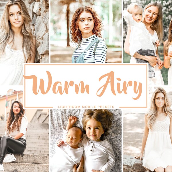 5 Warm Lightroom Mobile Presets - Bright Airy Presets, Presets blog pour Instagram et Influenceurs, Lifestyle Presets, Filtres Instagram