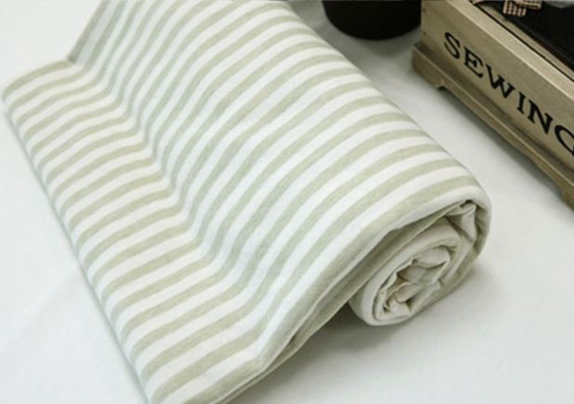 GOTS fabric. Single Green Stripe. Knit. Naturally Coloured Etsy