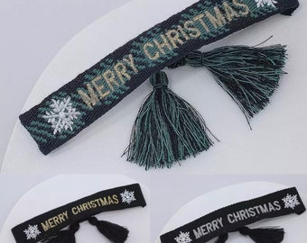 Webarmband mit gestickten Schriftzug „ Merry Christmas“ größenverstellbar,verschiedene Farben