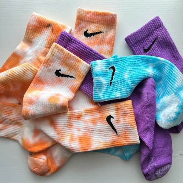 Nike Socks! Oopsie Daisy Nike Socks (Color Malfunction), Tie Dye Nike Socks, Hand-Dyed Nike Socks, Nike Vibrant Colors, Unique Nike Socks!