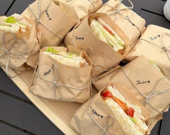 Envases de papel desechables ecológicos para sándwiches y aperitivos / Papel kraft estilo cafetería