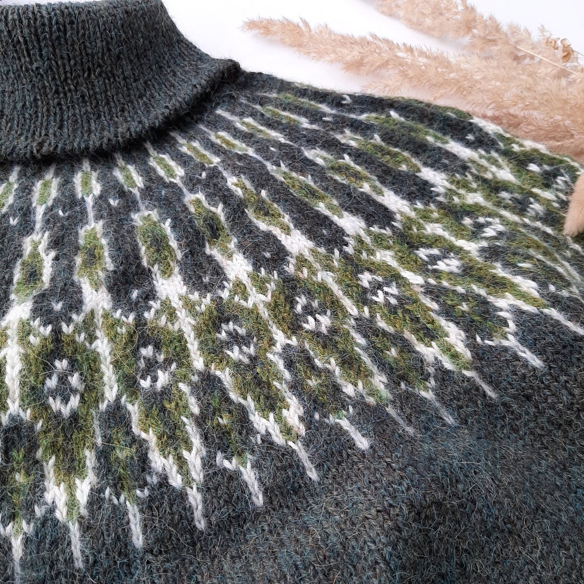 Turtleneck wool Icelandic sweater Cozy wool Lopapeysa | Etsy