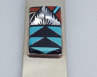 Zuni Inlaid Black Onyx Money Clip