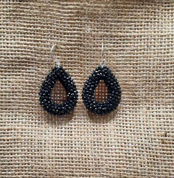 Black Spinel Dangle Earrings - image 3
