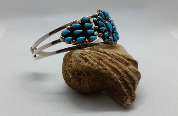 Genuine Navajo Turquoise Cluster Cuff Bracelet - image 2