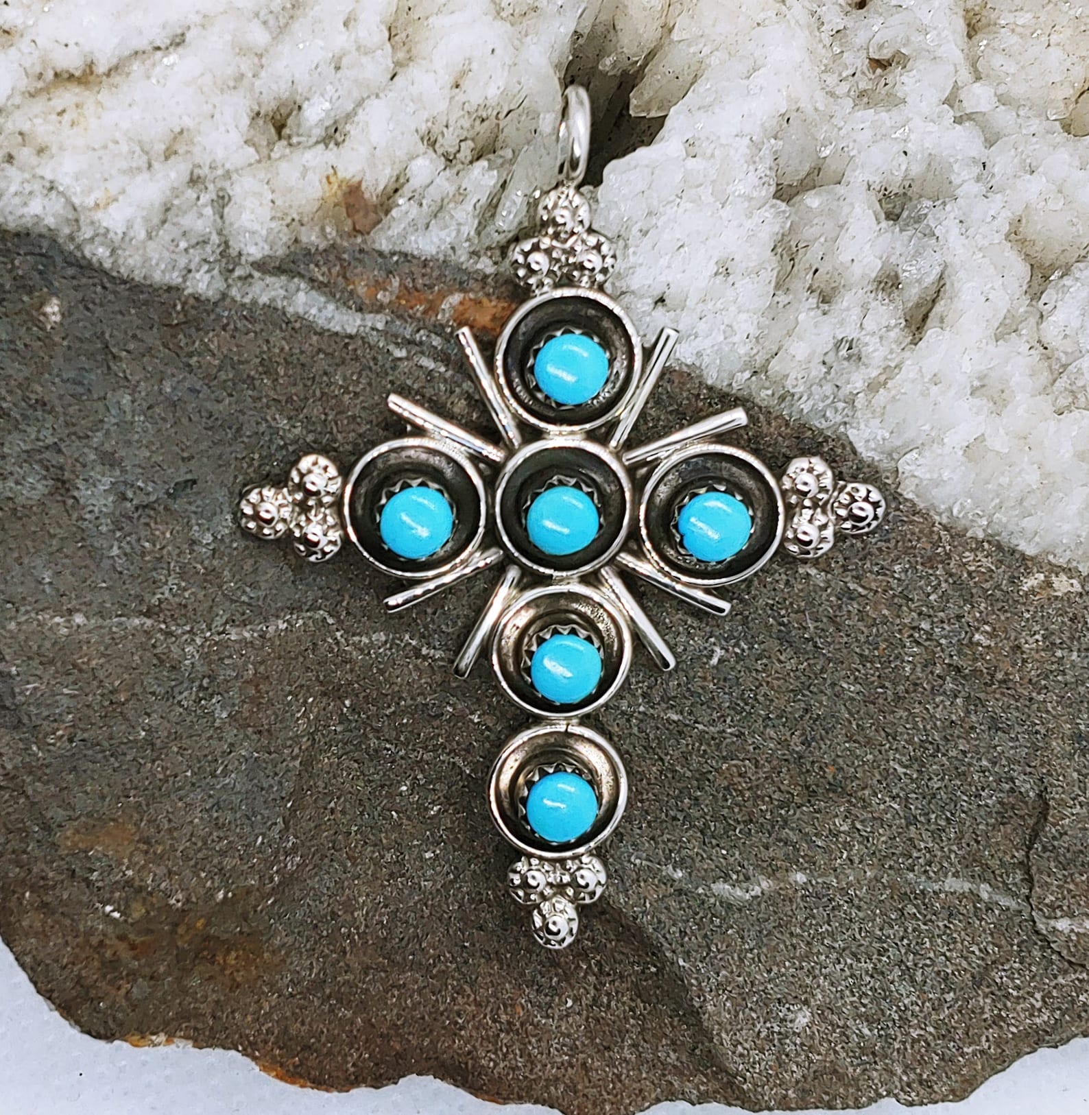 Zuni Cross Pendant Crafted by Terry Dishta Etsy