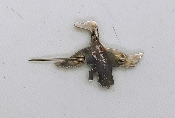 Genuine Zuni Flying Duck Inlay Pin by Steven Lonj… - image 3