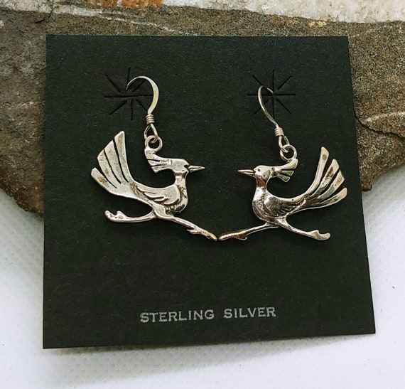 Navajo Sterling Roadrunner Earrings