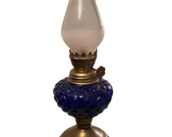 Blue Cobalt Vintage Small Oil Lamp