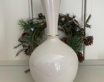 Lenox Bud Vase: Gold Etched Wheat Design, Cottage Farmhouse Decor