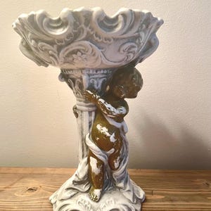 Rubens Vintage Angel Cherub 9” Tall Soap dish, Planter. Made in Japan Cottage & Victorian Decor