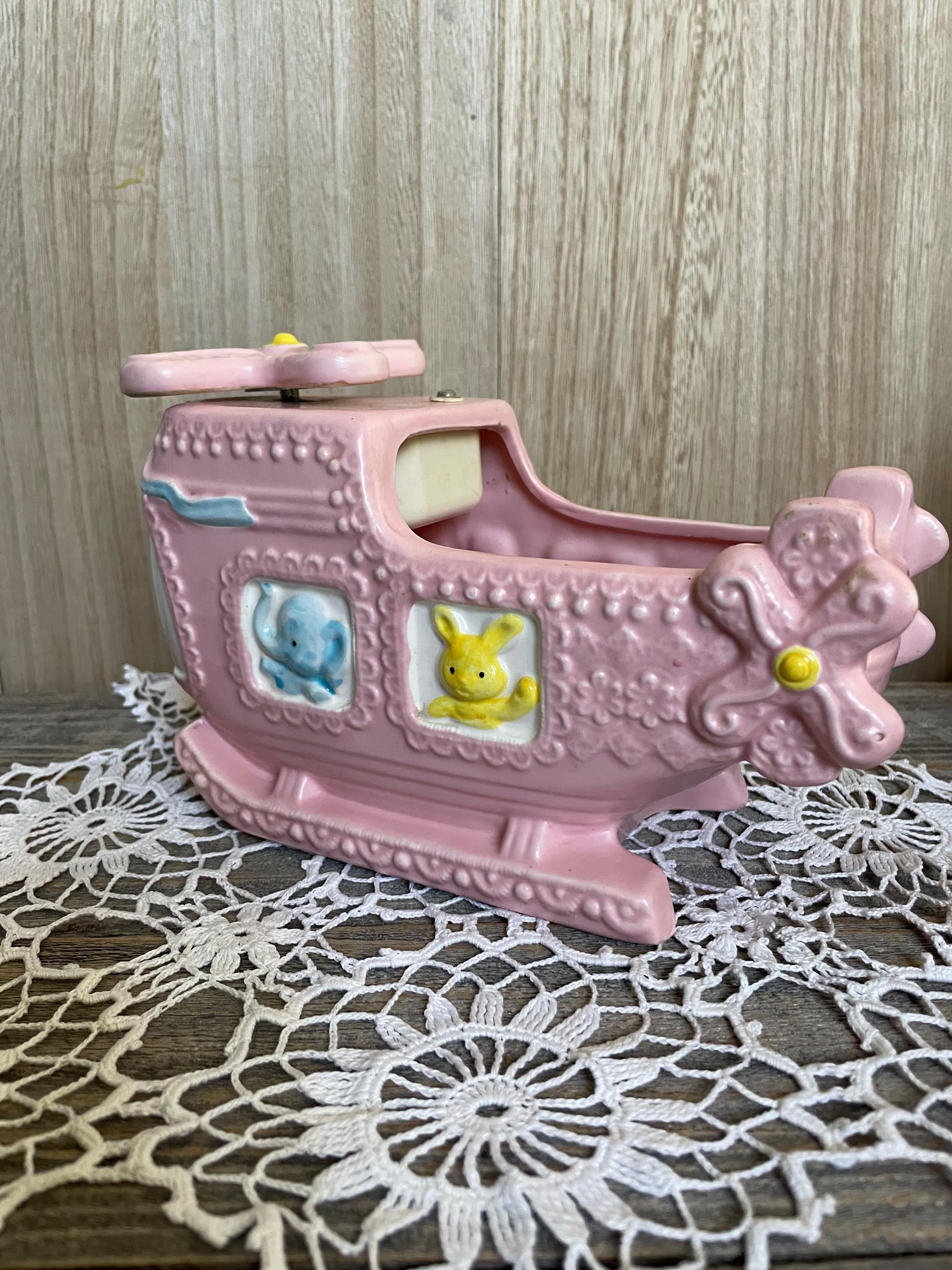 Vintage Napco Pink Ceramic Helicopter Planter, Music Box - Etsy