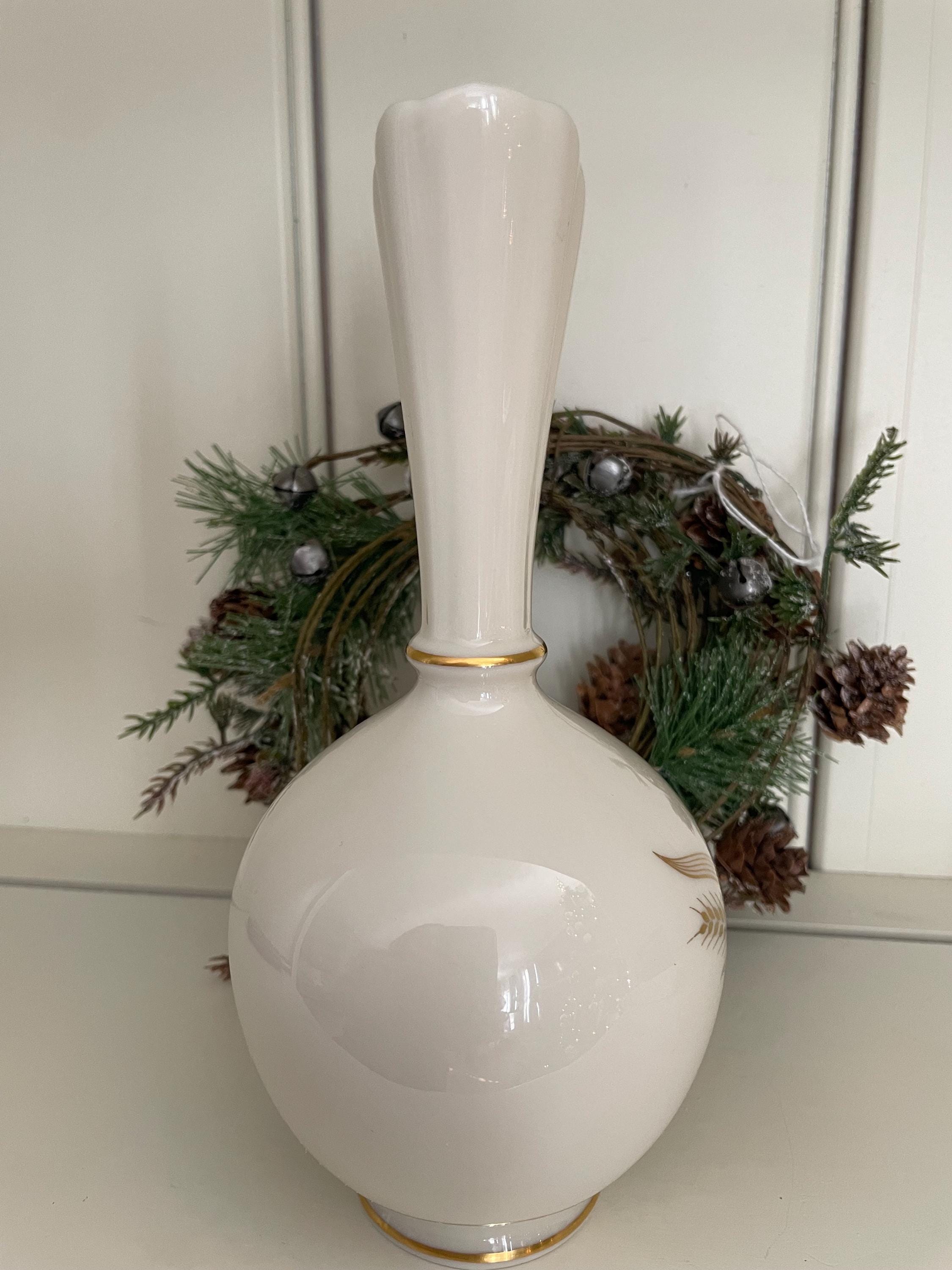 Lenox Bud Vase: Gold Etched Wheat Design, Cottage Farmhouse Decor