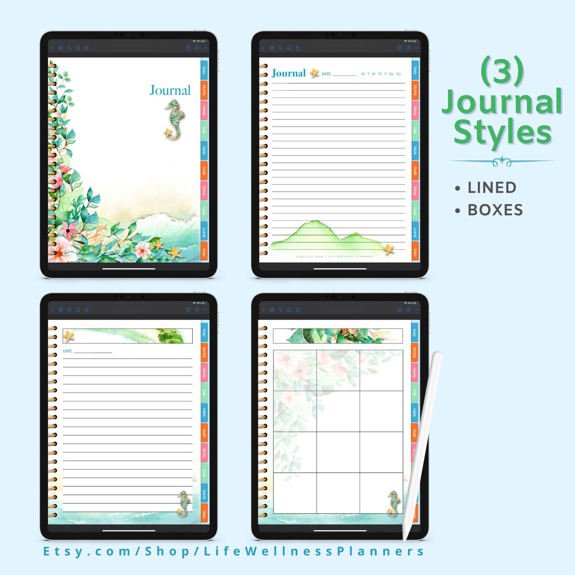 Digital Planner Undated Calendar iPad Planner iPad Pro Etsy