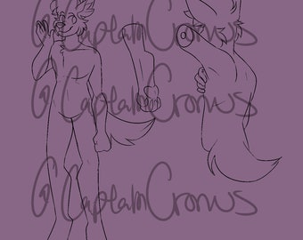Furry Reference Lineart - Base