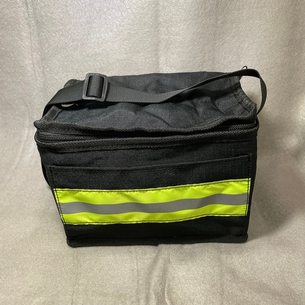 Firefighter Turnout Bunker Gear Cooler/Six Pack Cooler in Black Ripstop Fabric