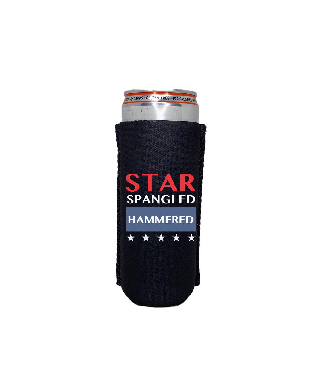 Star Spangled Hammered Slim Can Cooler - Etsy