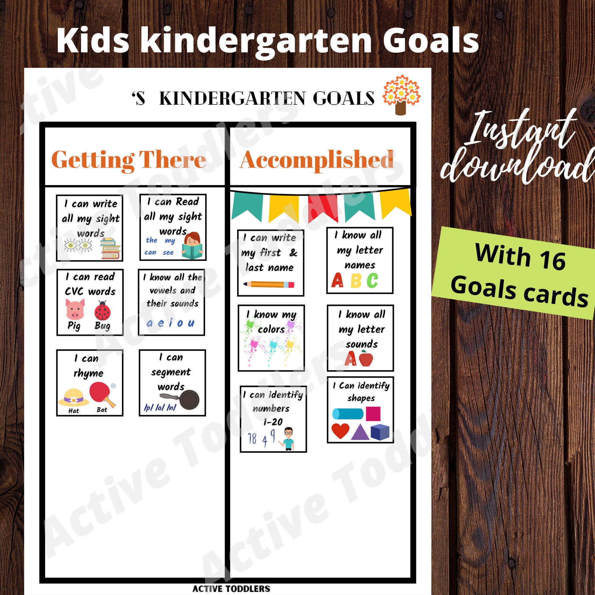 Kindergarten Goals Kids Kindergarten Goals Chores Kids Etsy