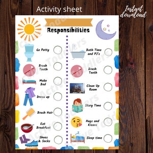 Kids Daily Responsibilities Checklist Kids Routine Chart - Etsy