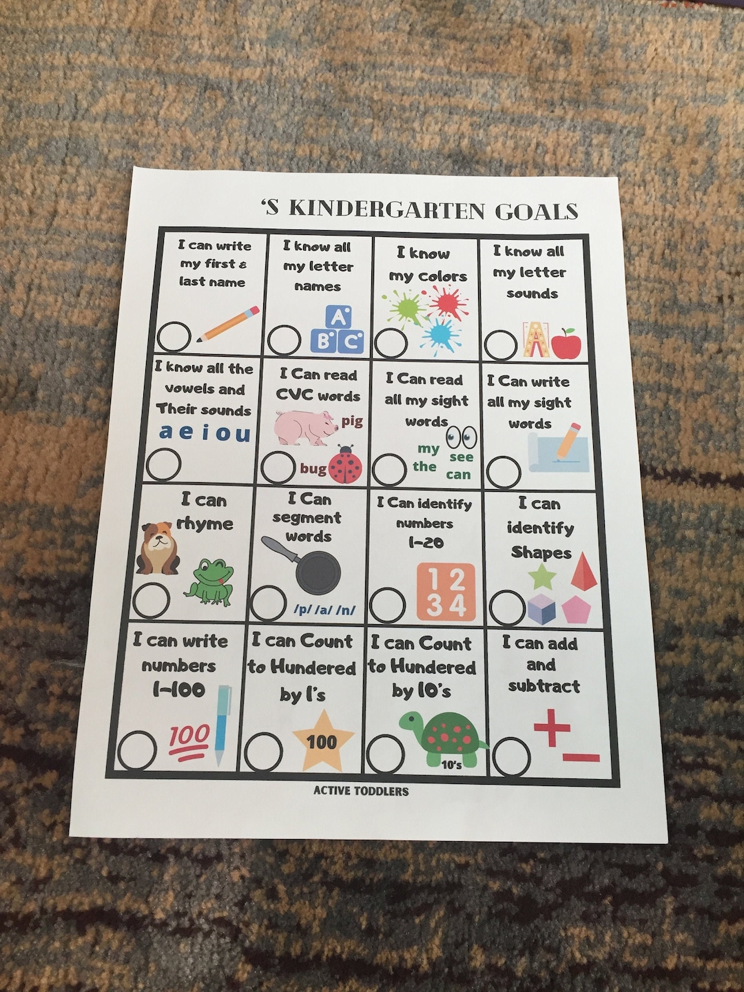 Kindergarten Goals Checklist Kids Kindergarten Goals Chores Etsy