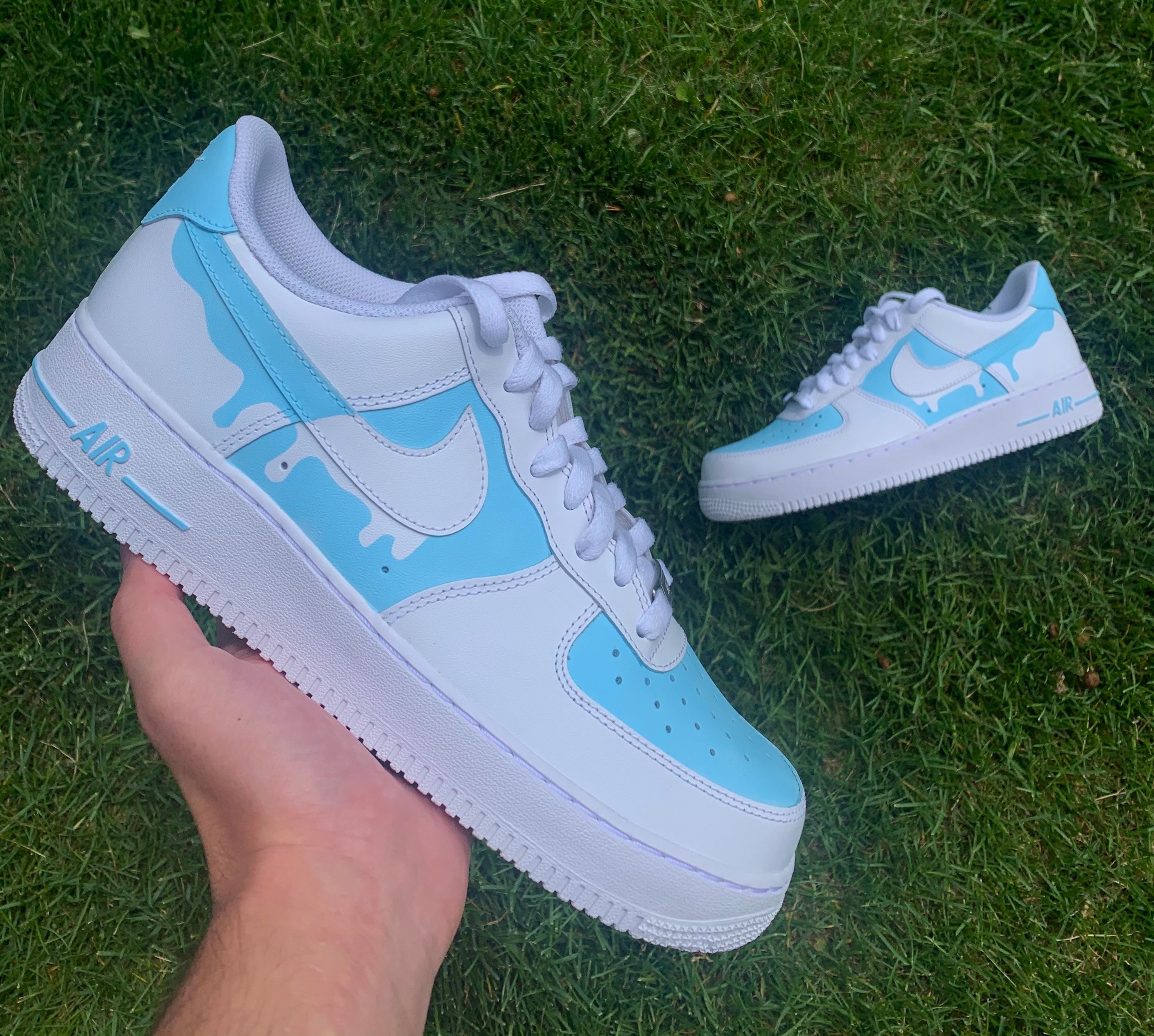Custom Blue drip Nike Air Force 1/ Custom AF1s/ Custom Nike Etsy