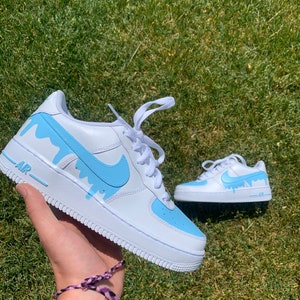 Custom Light Blue Drip Nike Air Force 1 /Custom AF1s/ Custom | Etsy