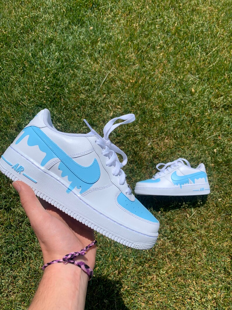 Custom Light Blue Drip Nike Air Force 1 /Custom AF1s/ Custom | Etsy