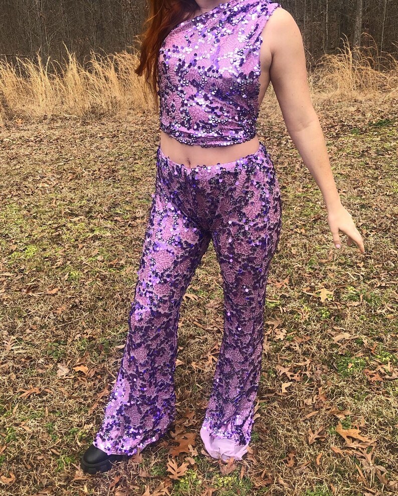 sequin bell bottom pants
