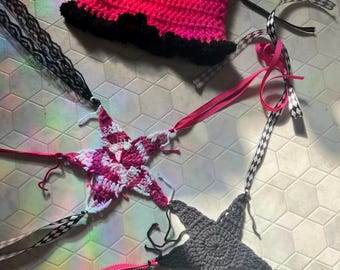 Crochet Star top with matching kitty hat