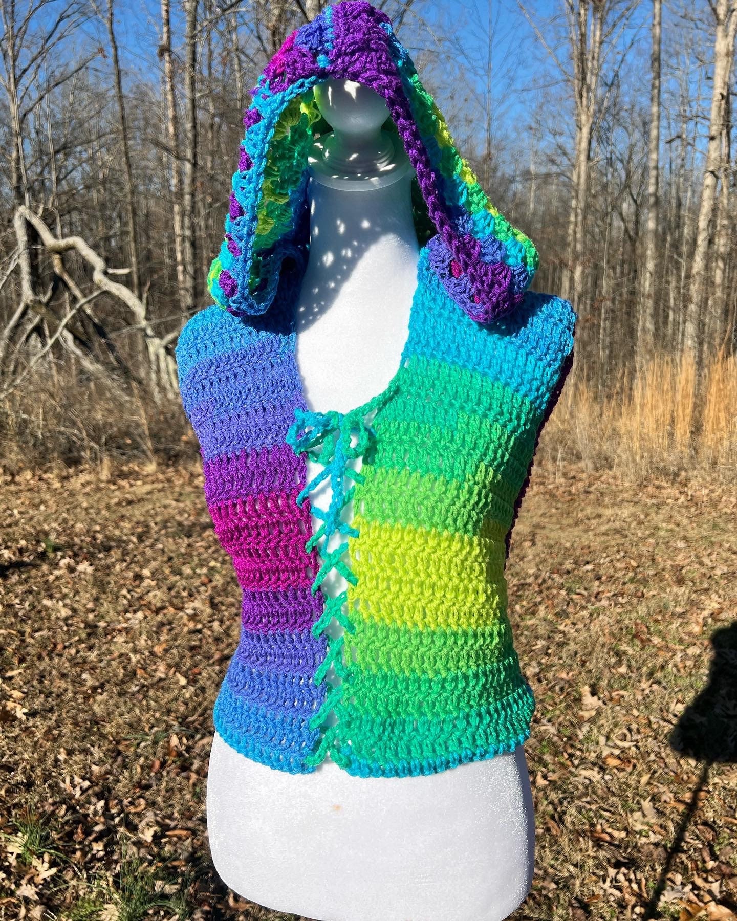 Hooded Crochet Neon Vest - Etsy
