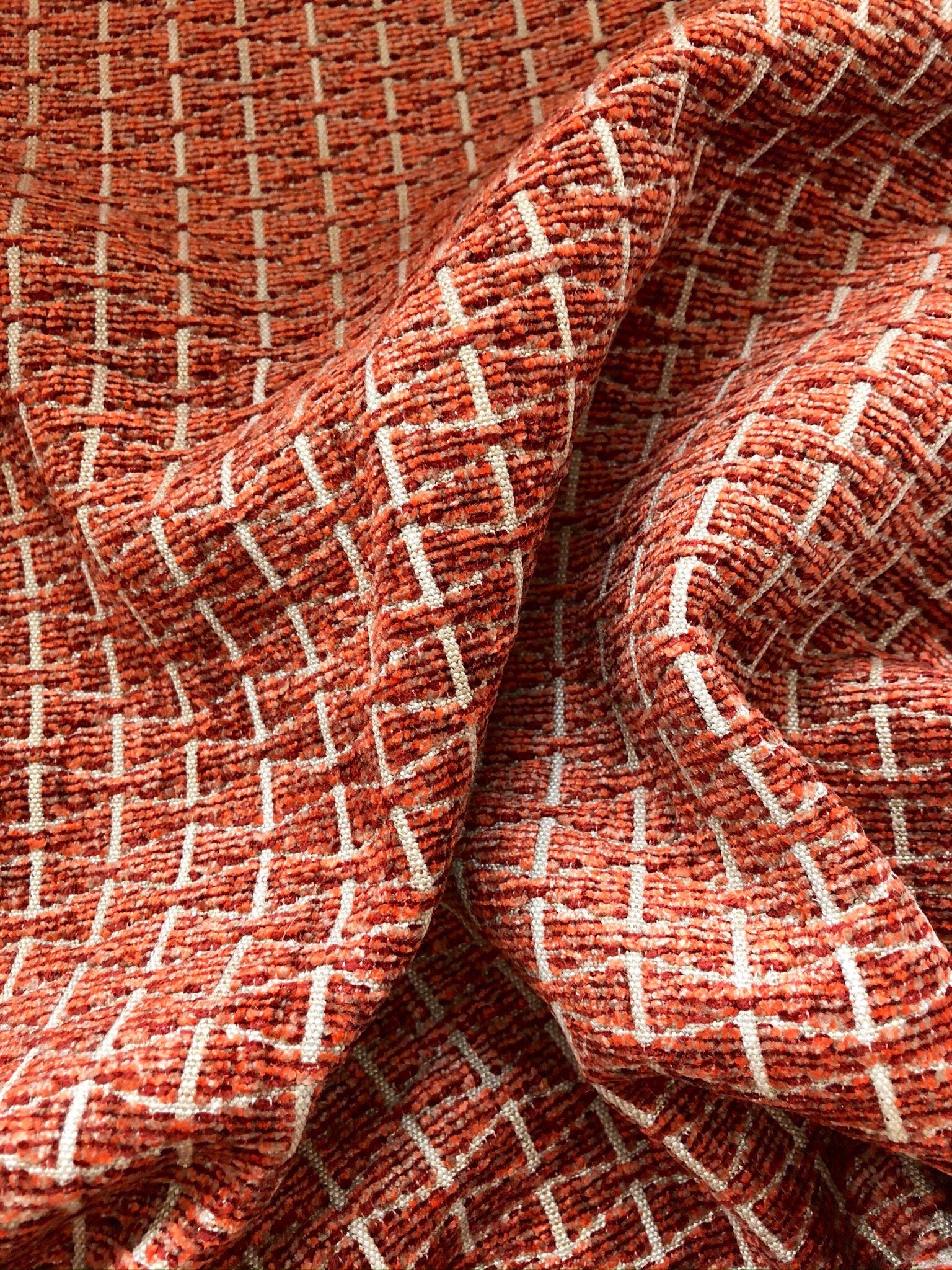 Burnt Orange and Oatmeal Vortex Upholstery End of Roll Fabric Etsy UK